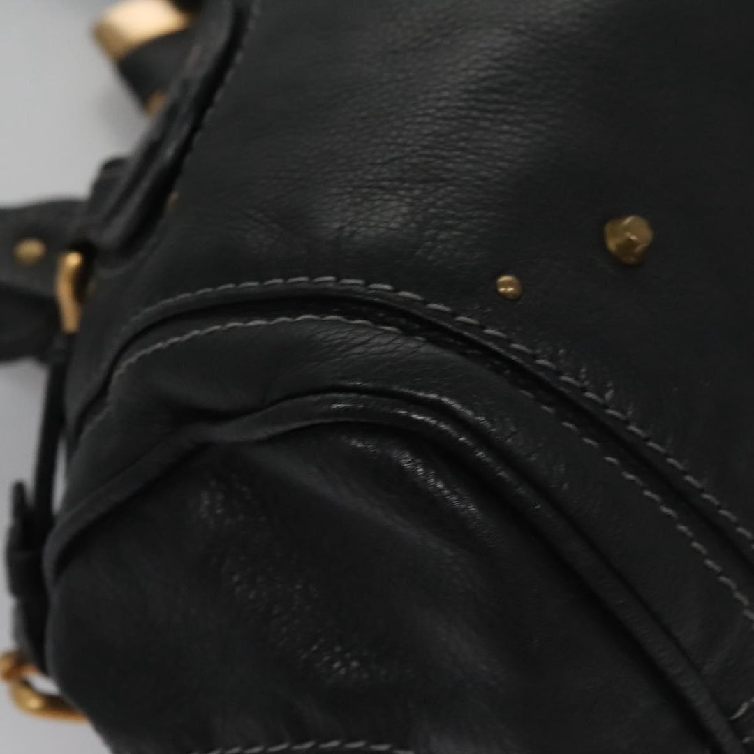Chloe Paddington Hand Bag Leather Black Gold Silver 114055