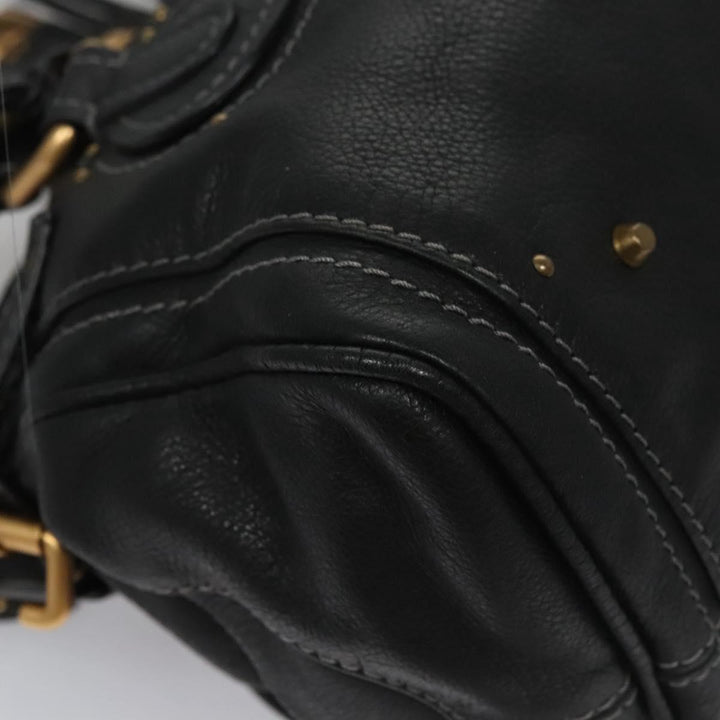 Chloe Paddington Hand Bag Leather Black Gold Silver 114055