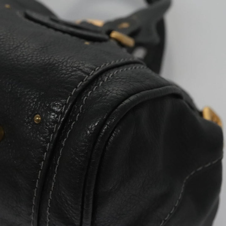 Chloe Paddington Hand Bag Leather Black Gold Silver 114055