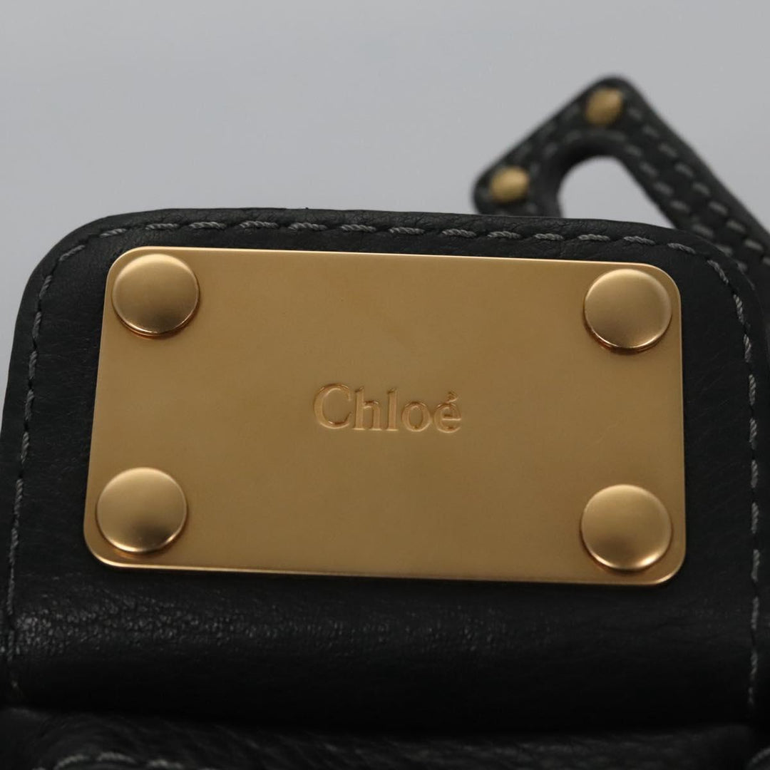 Chloe Paddington Hand Bag Leather Black Gold Silver 114055