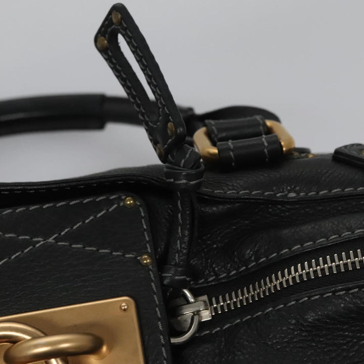 Chloe Paddington Hand Bag Leather Black Gold Silver 114055