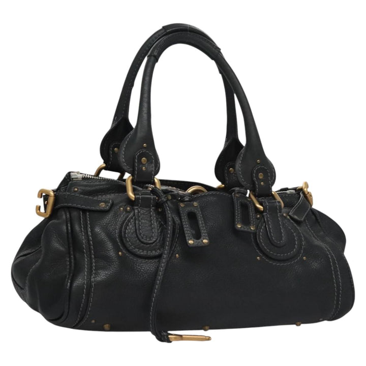 Chloe Paddington Hand Bag Leather Black Gold Silver 114055