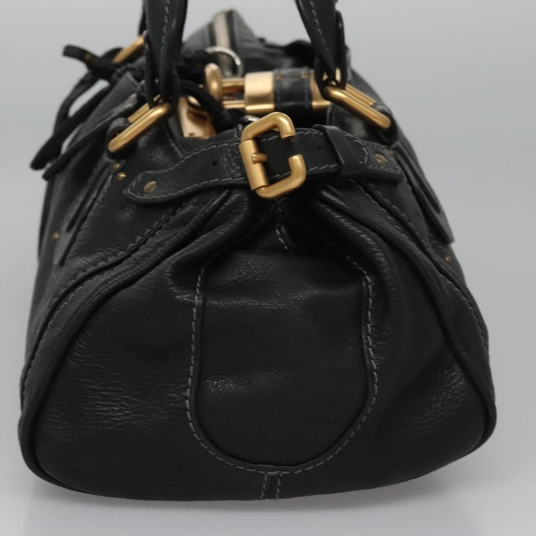 Chloe Paddington Hand Bag Leather Black Gold Silver 114055
