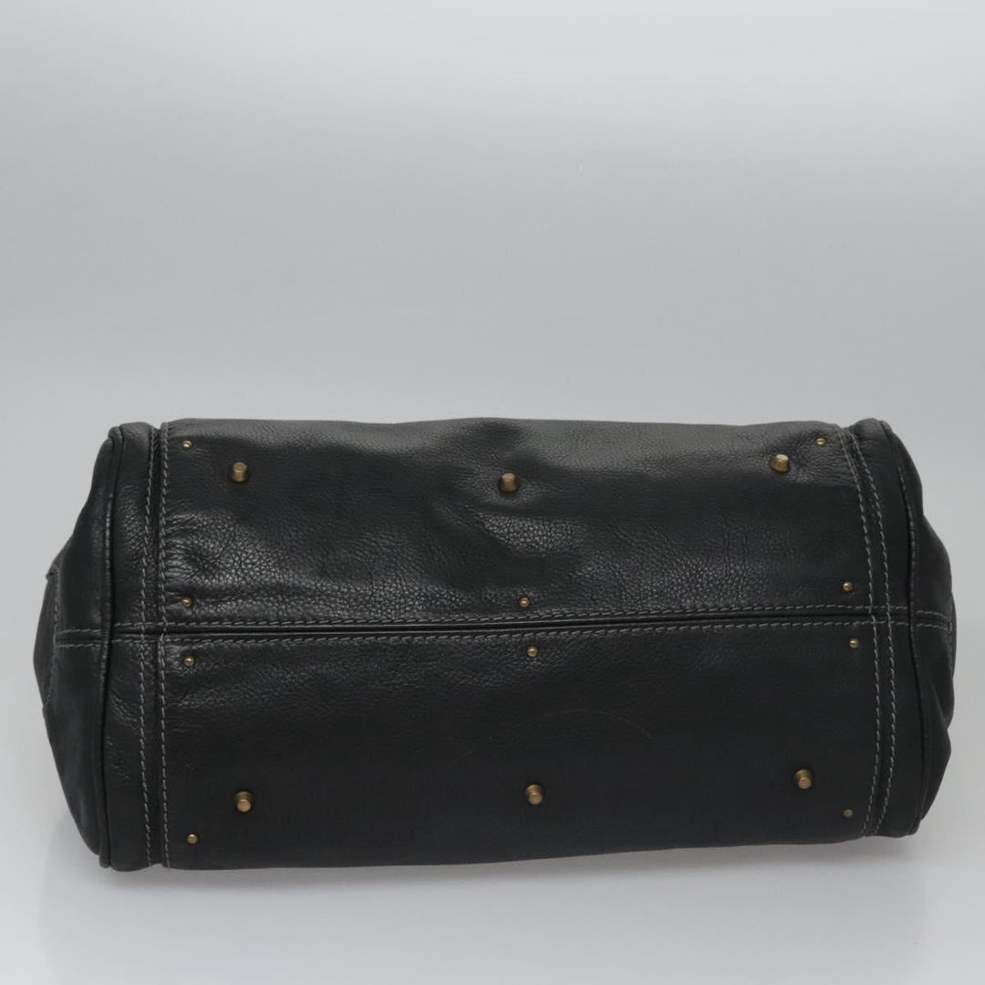 Chloe Paddington Hand Bag Leather Black Gold Silver 114055