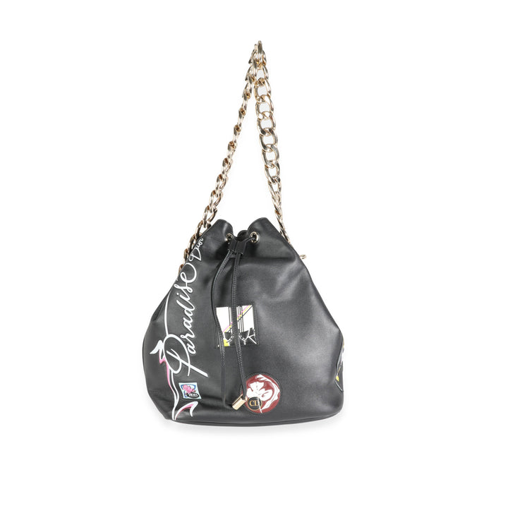 CHRISTIAN Top quality Dior Limited Edition Black Calfskin Paradise Bubble Bag