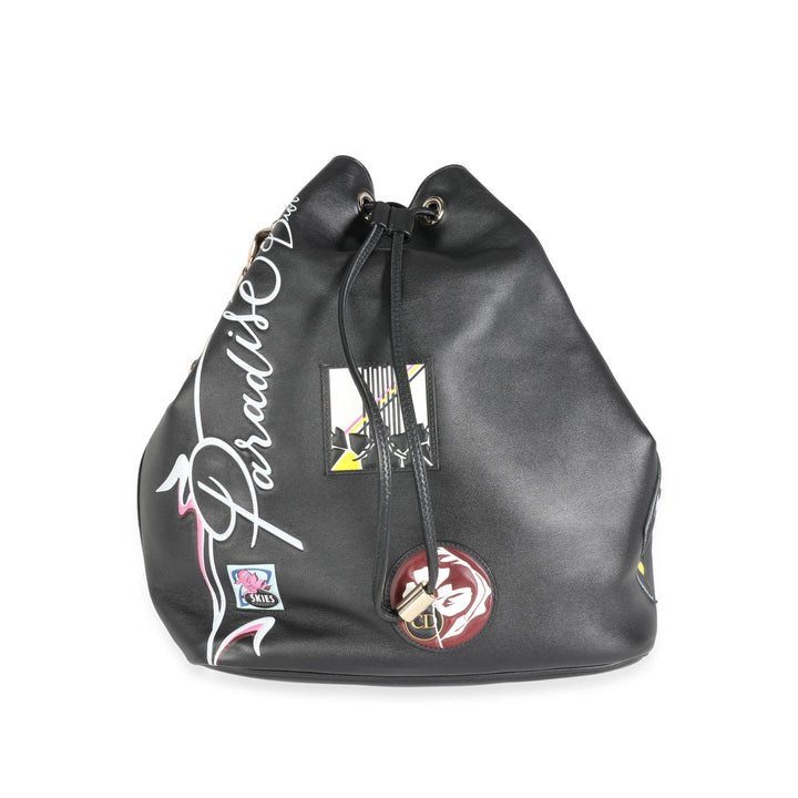 CHRISTIAN Top quality Dior Limited Edition Black Calfskin Paradise Bubble Bag