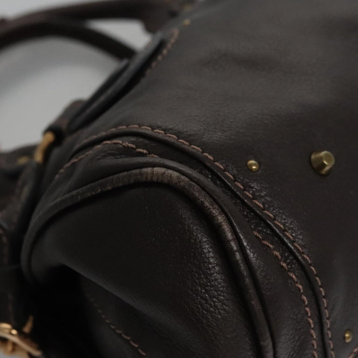 Chloe Paddington Shoulder Bag Leather Brown Gold Silver 114344