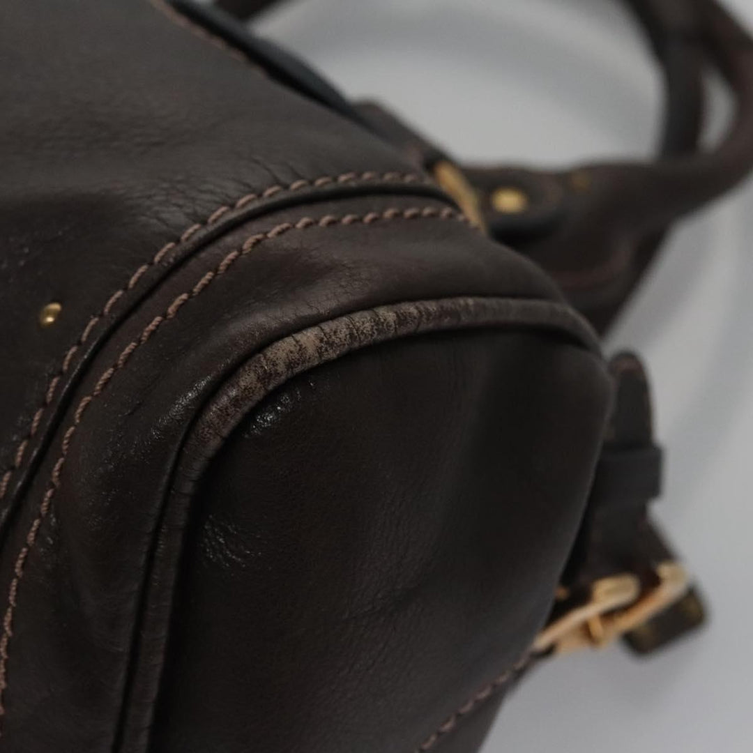 Chloe Paddington Shoulder Bag Leather Brown Gold Silver 114344