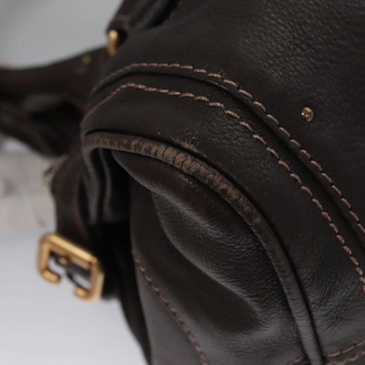 Chloe Paddington Shoulder Bag Leather Brown Gold Silver 114344