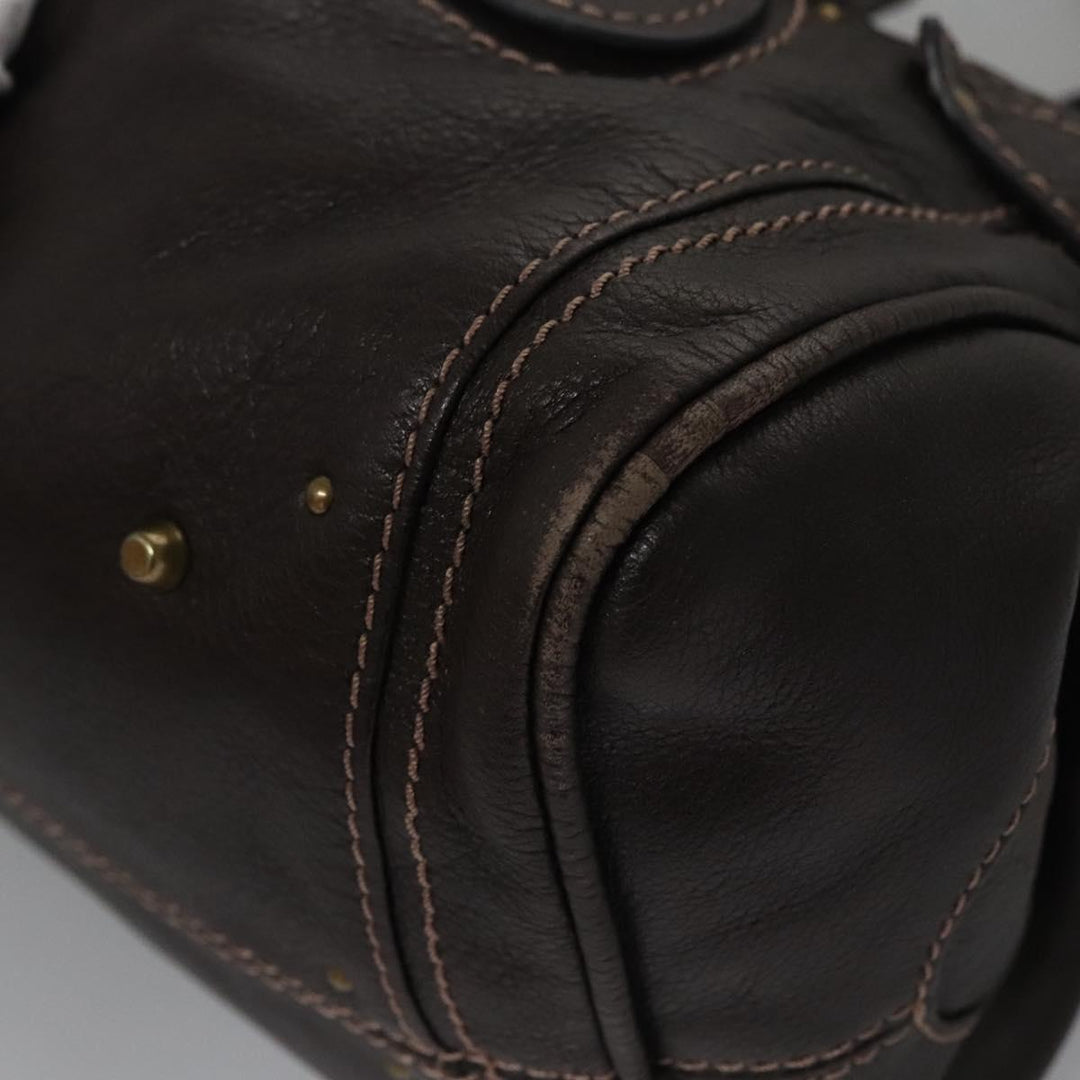 Chloe Paddington Shoulder Bag Leather Brown Gold Silver 114344