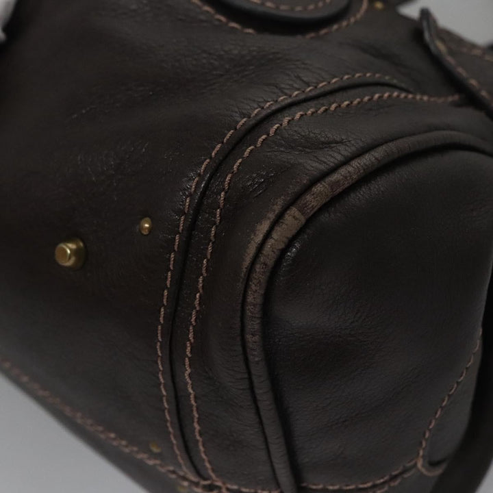 Chloe Paddington Shoulder Bag Leather Brown Gold Silver 114344