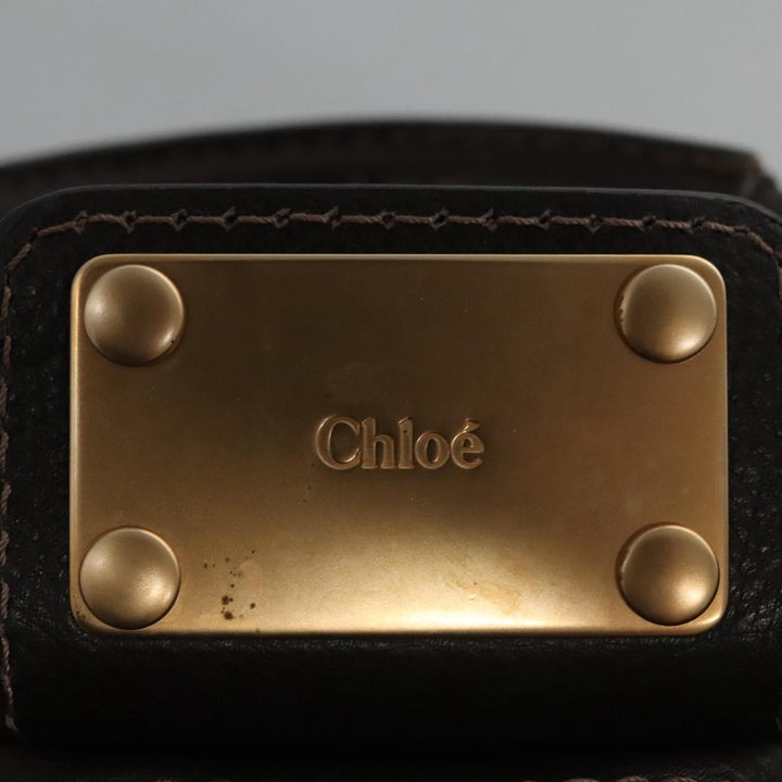 Chloe Paddington Shoulder Bag Leather Brown Gold Silver 114344