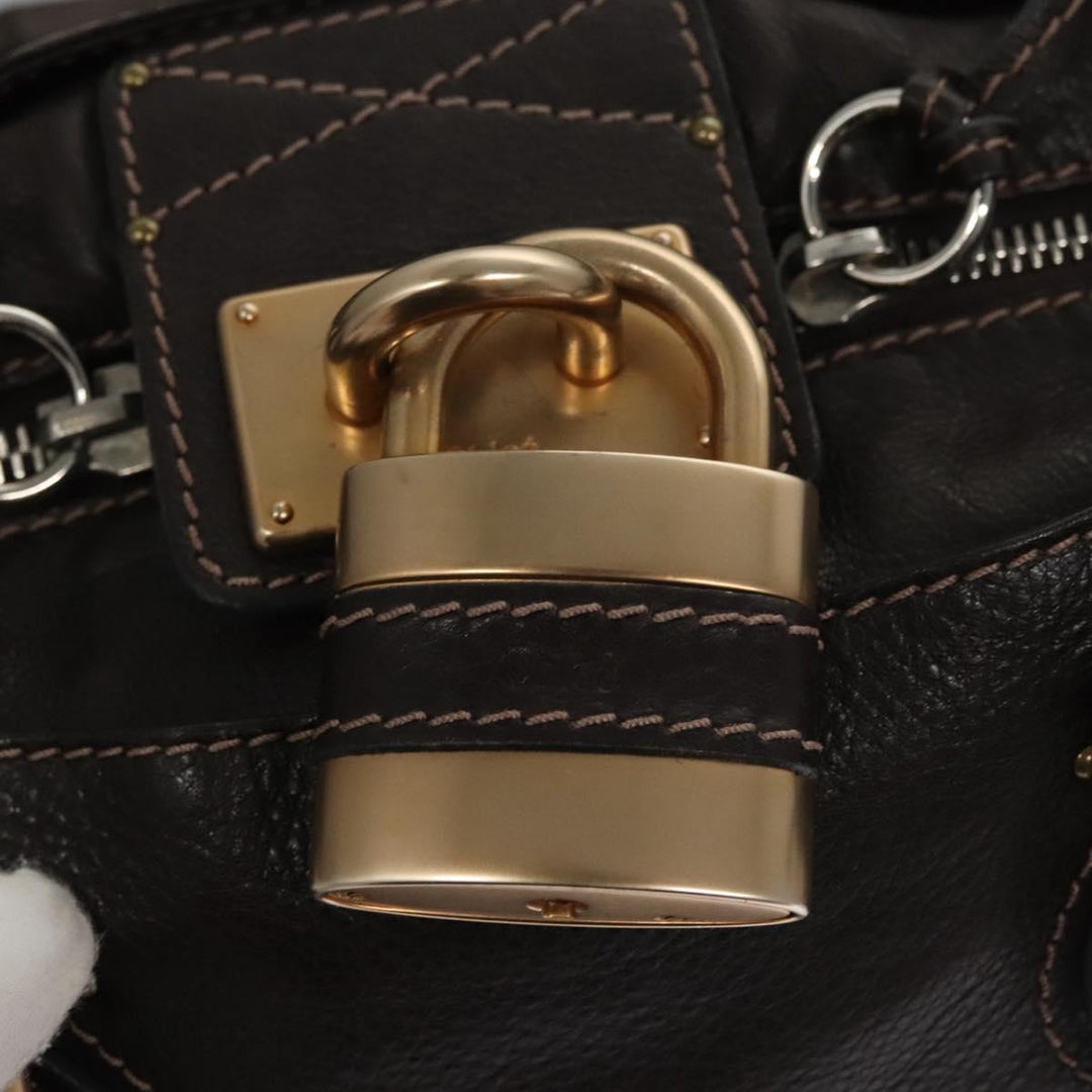 Chloe Paddington Shoulder Bag Leather Brown Gold Silver 114344