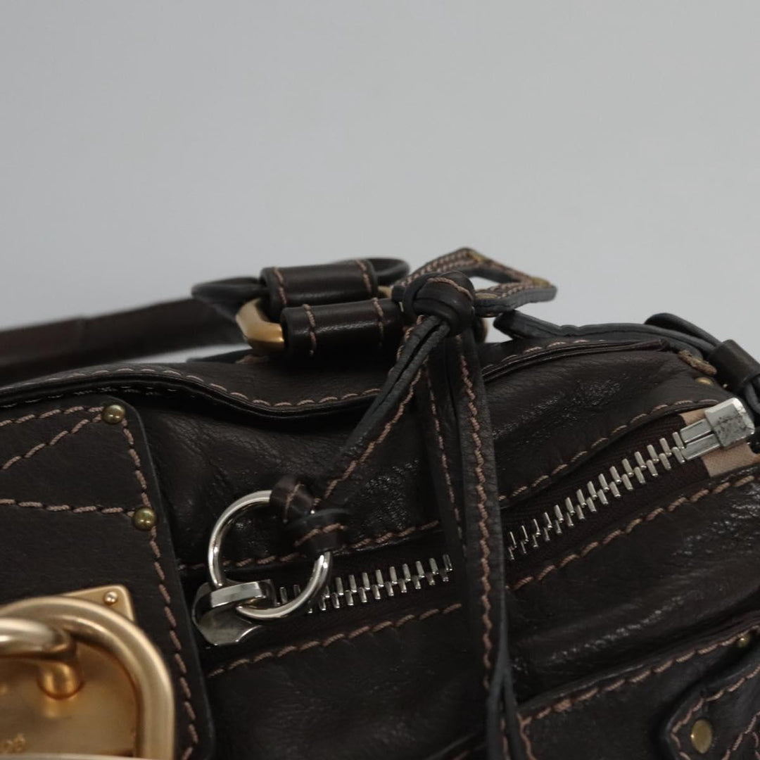 Chloe Paddington Shoulder Bag Leather Brown Gold Silver 114344