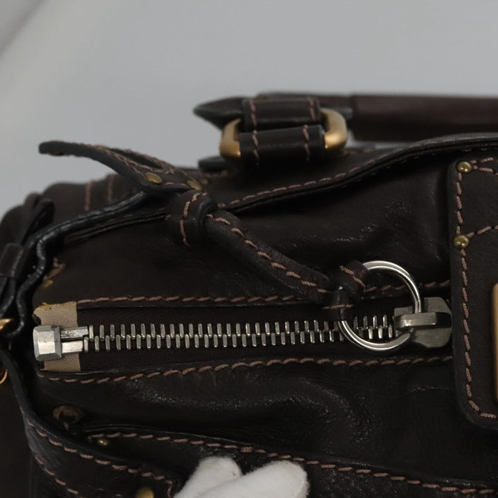 Chloe Paddington Shoulder Bag Leather Brown Gold Silver 114344