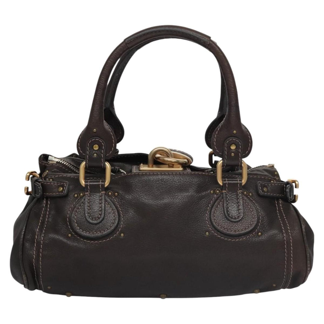 Chloe Paddington Shoulder Bag Leather Brown Gold Silver 114344