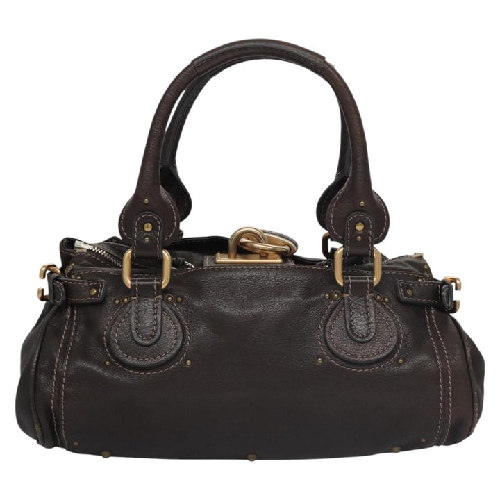 Chloe Paddington Shoulder Bag Leather Brown Gold Silver 114344
