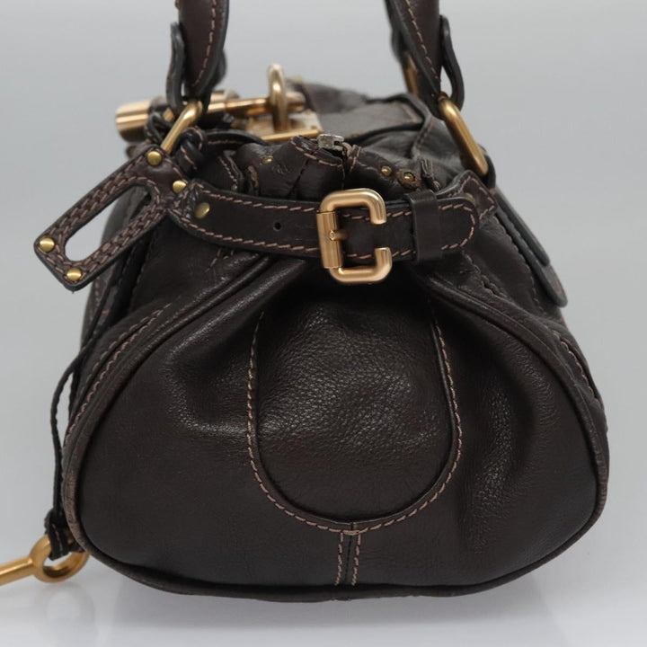 Chloe Paddington Shoulder Bag Leather Brown Gold Silver 114344