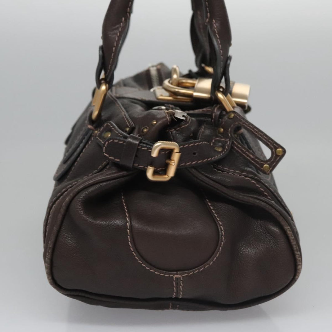 Chloe Paddington Shoulder Bag Leather Brown Gold Silver 114344
