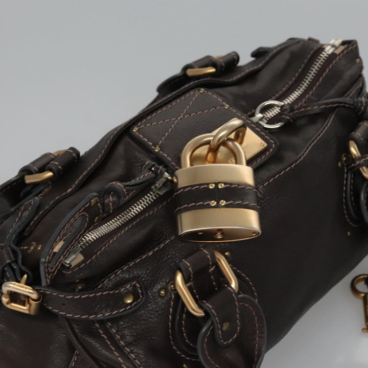Chloe Paddington Shoulder Bag Leather Brown Gold Silver 114344