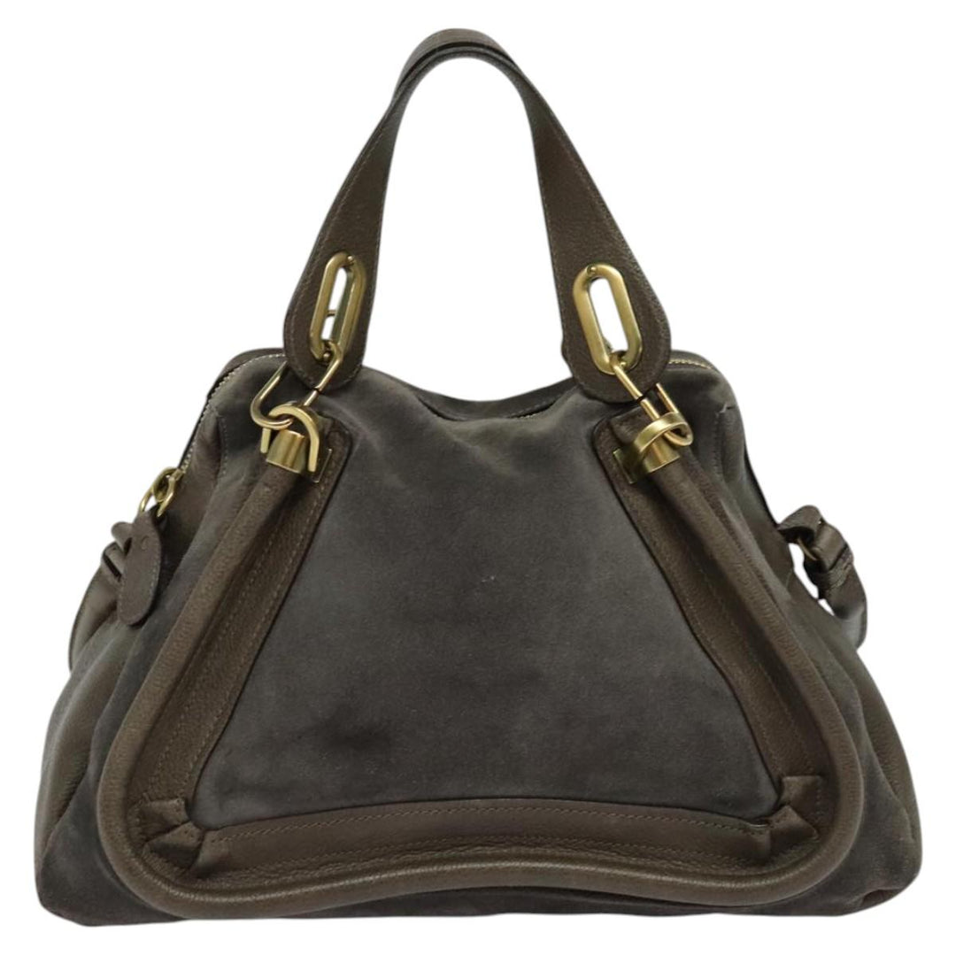 Chloe Paraty Hand Bag Suede Leather 2way Gray 115321