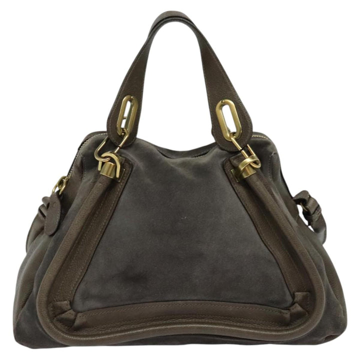 Chloe Paraty Hand Bag Suede Leather 2way Gray 115321