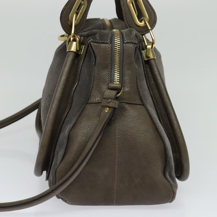 Chloe Paraty Hand Bag Suede Leather 2way Gray 115321