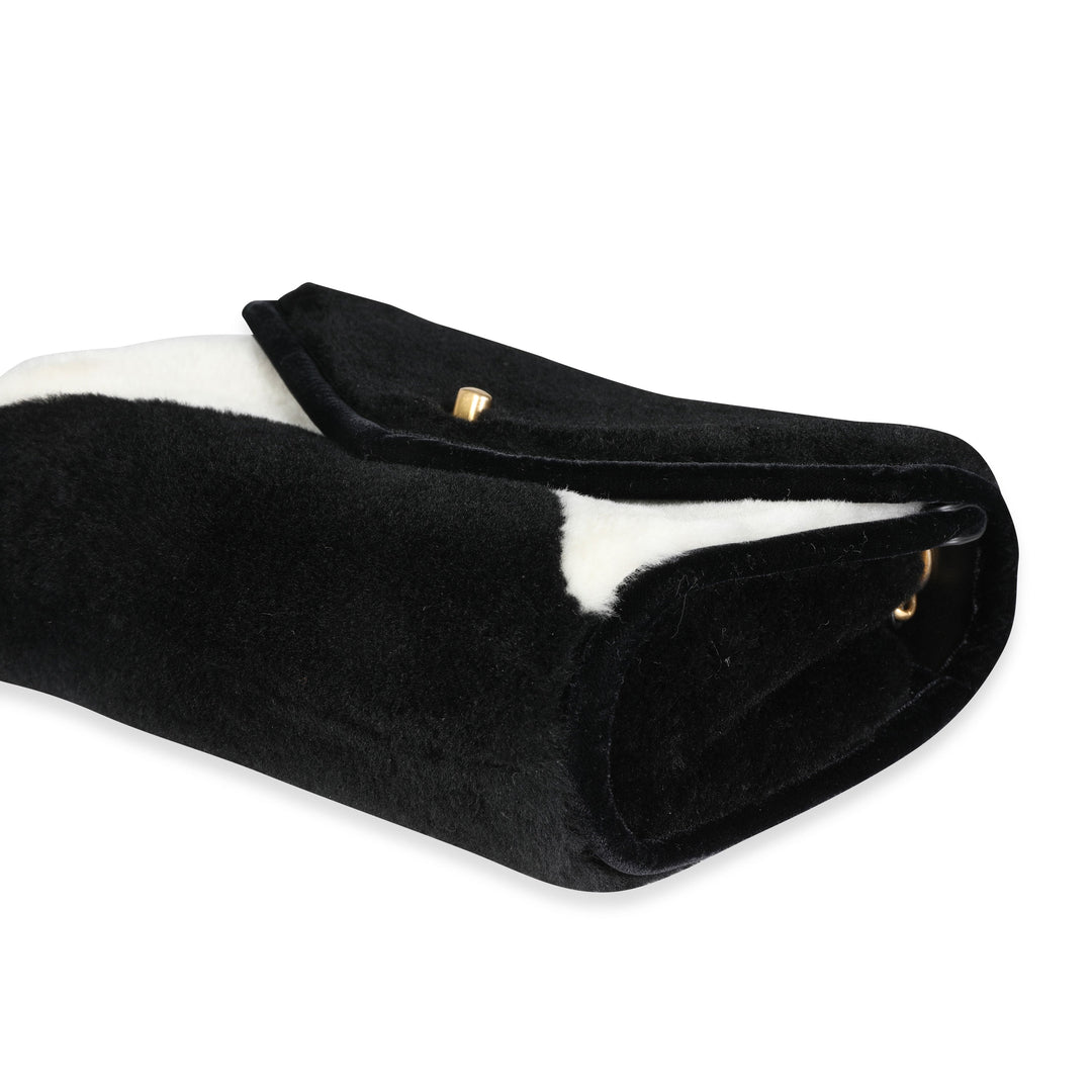 Chanel Black & White Shearling Small Single New Bag
