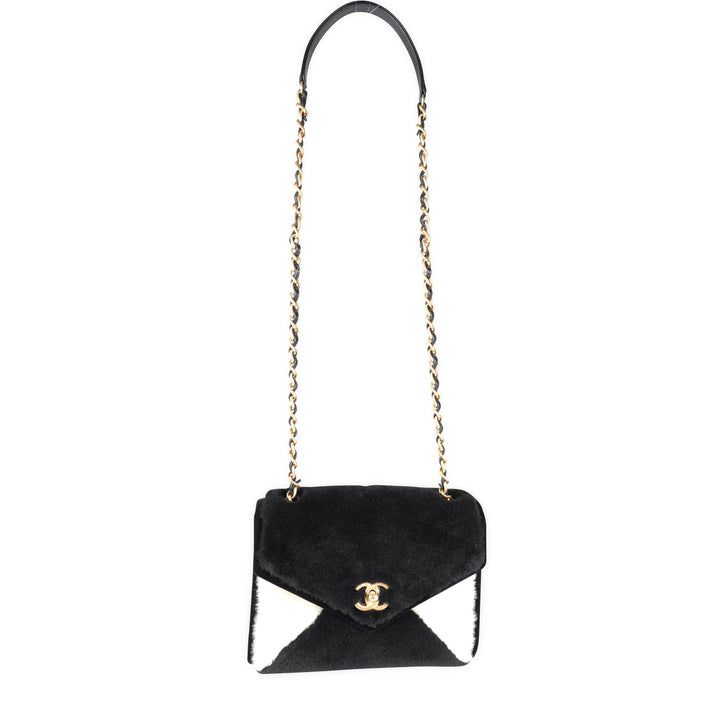 Chanel Black & White Shearling Small Single New Bag