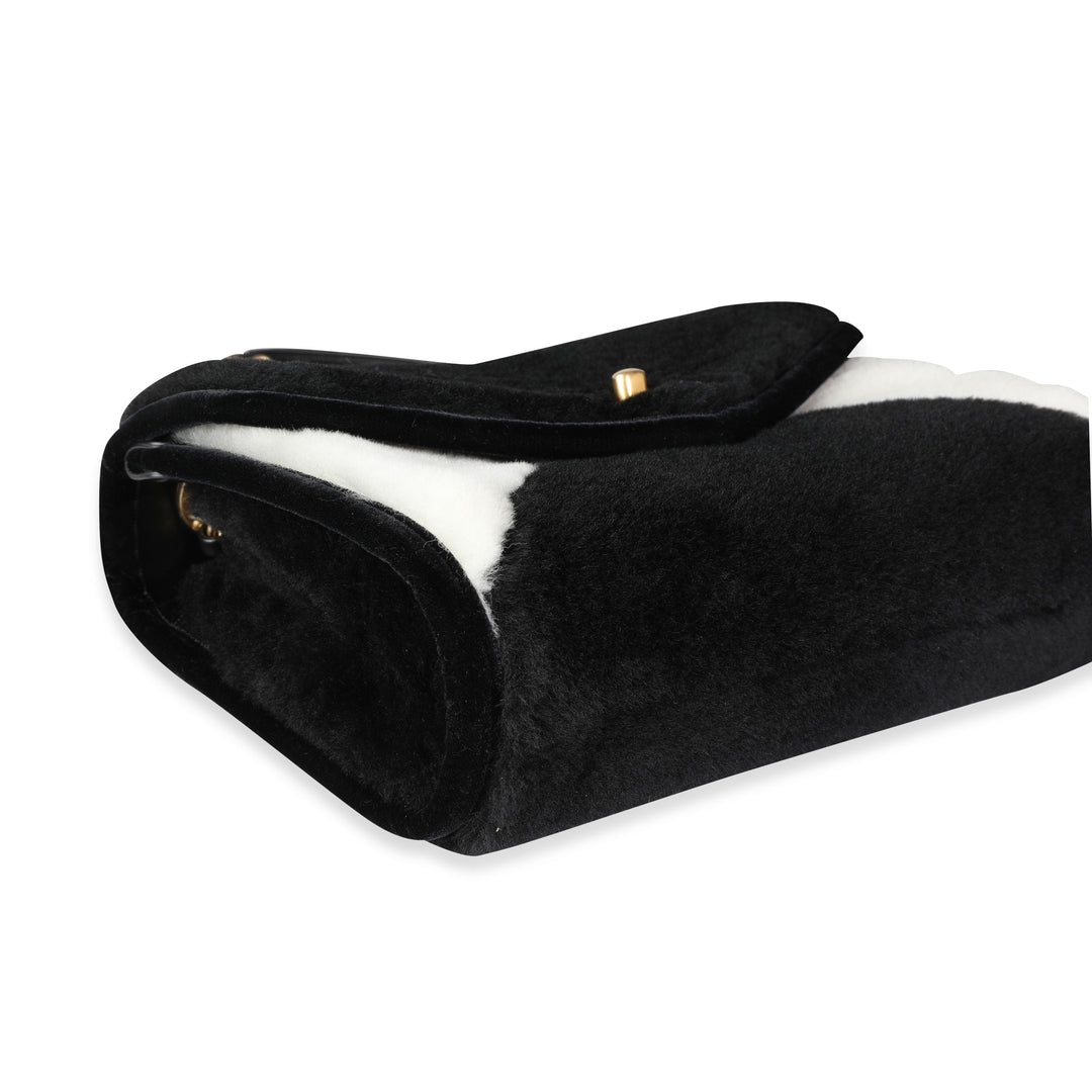 Chanel Black & White Shearling Small Single New Bag