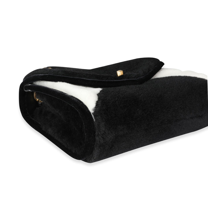 Chanel Black & White Shearling Small Single New Bag