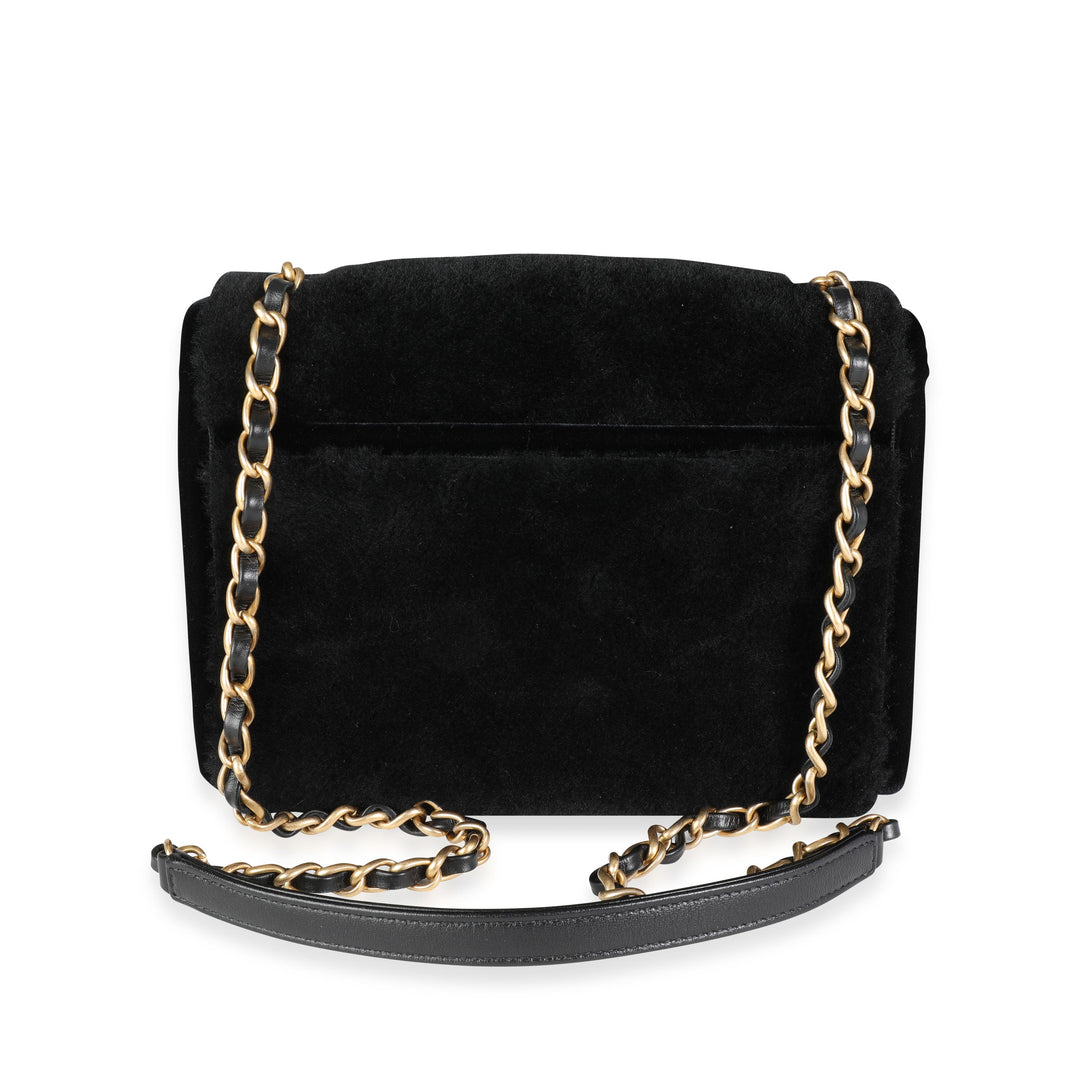 Chanel Black & White Shearling Small Single New Bag