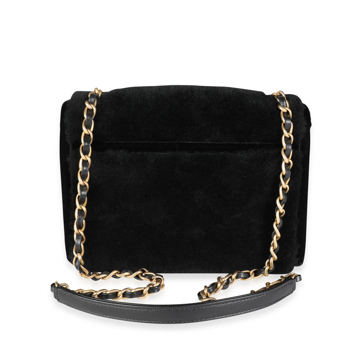 Chanel Black & White Shearling Small Single New Bag