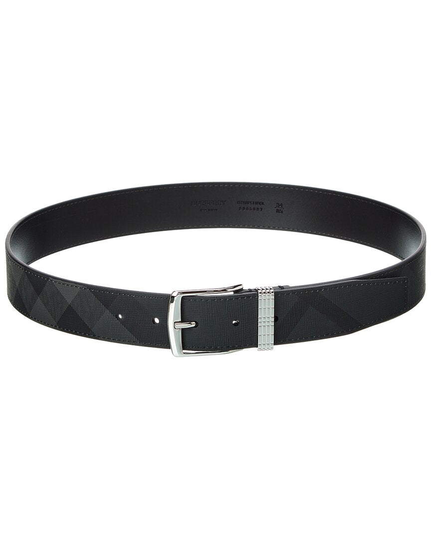 Burberry Check E-Canvas & Leather Belt