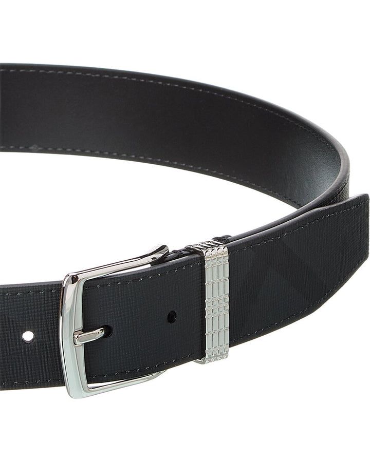 Burberry Check E-Canvas & Leather Belt