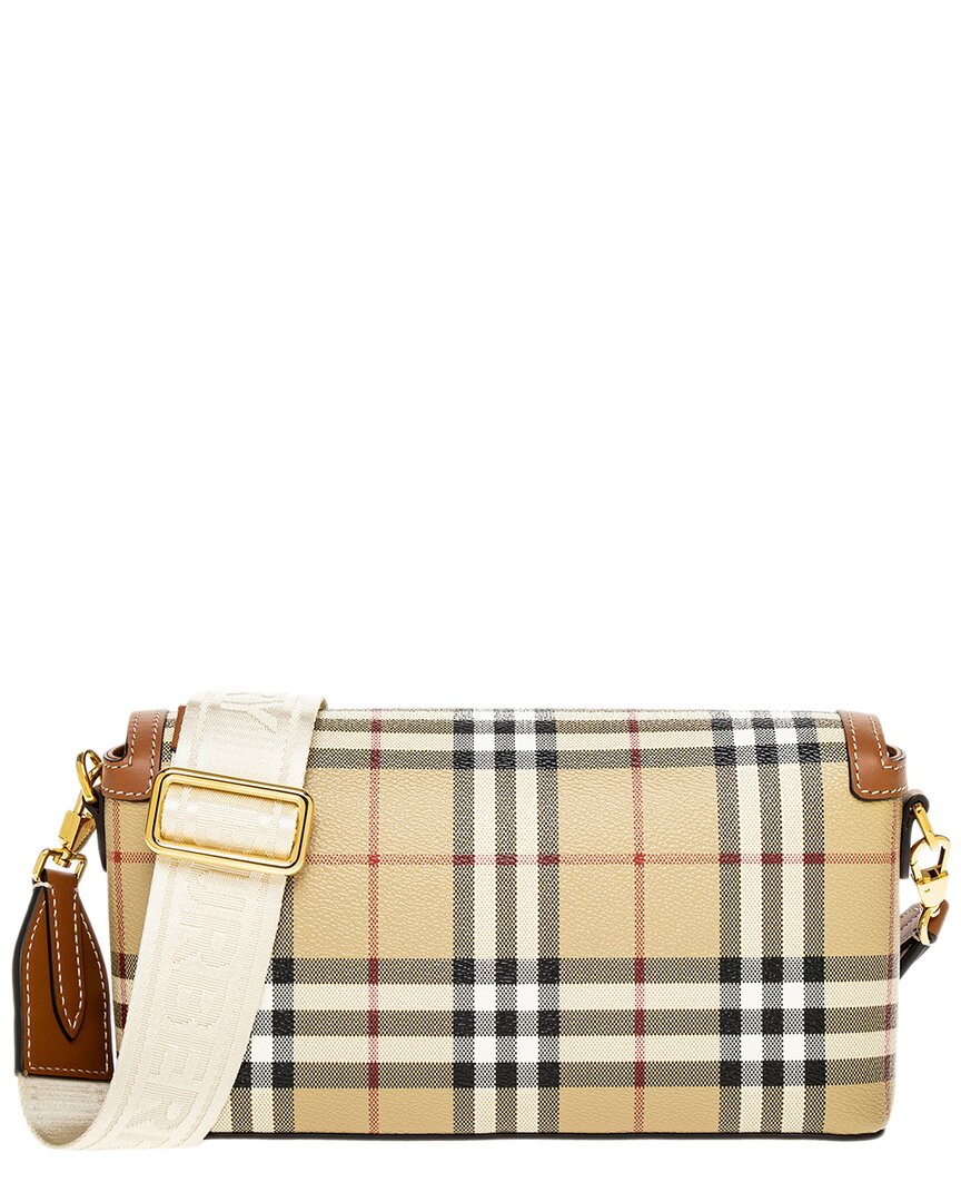 Burberry Check Canvas & Leather Shoulder Bag