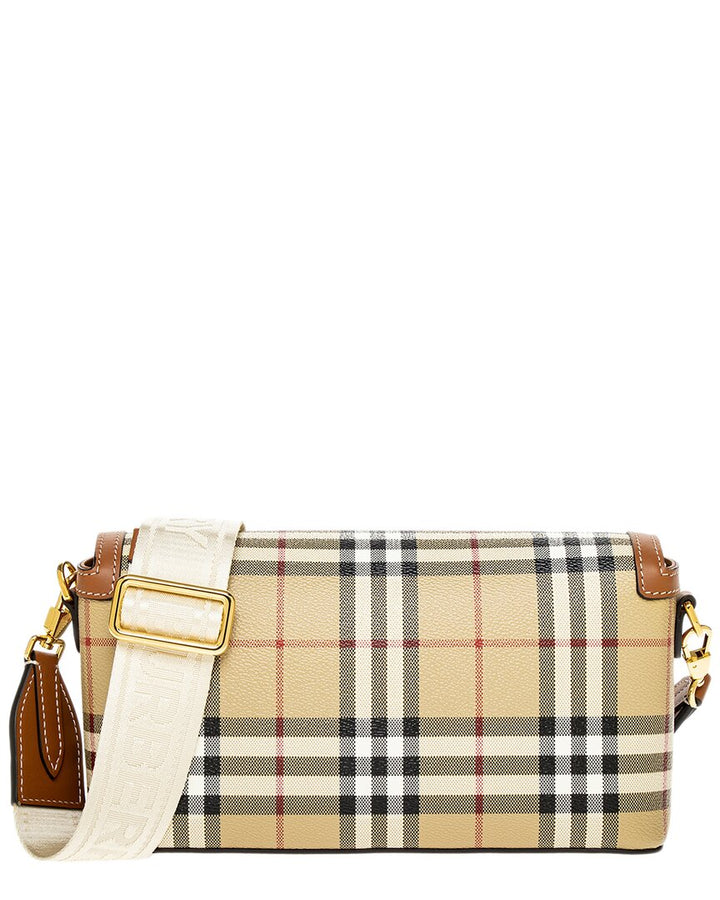 Burberry Check Canvas & Leather Shoulder Bag