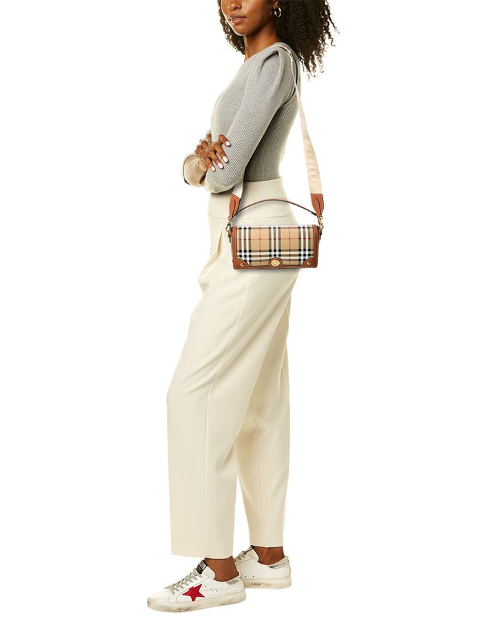 Burberry Check Canvas & Leather Shoulder Bag