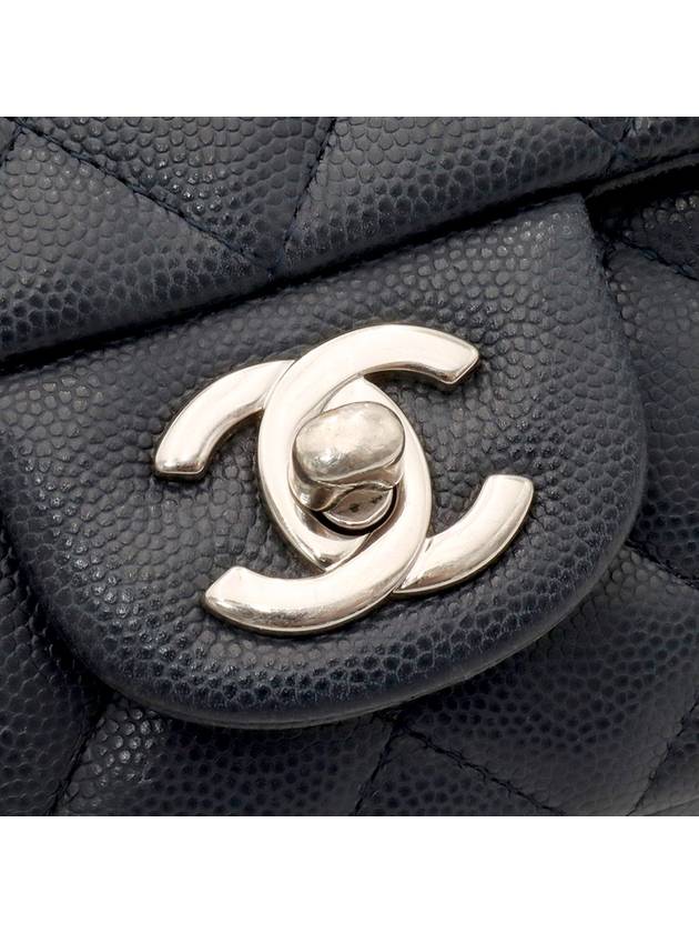 Navy Caviar Silver Chain Classic New Mini Flap Shoulder Bag No 26 Chanel