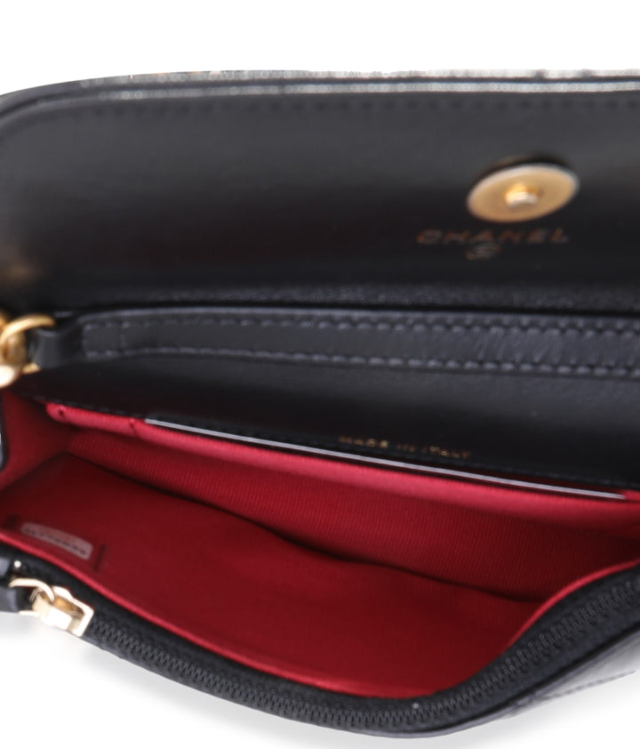 Chanel Black Quilted Lambskin 19 Mini Coin Purse With Chain