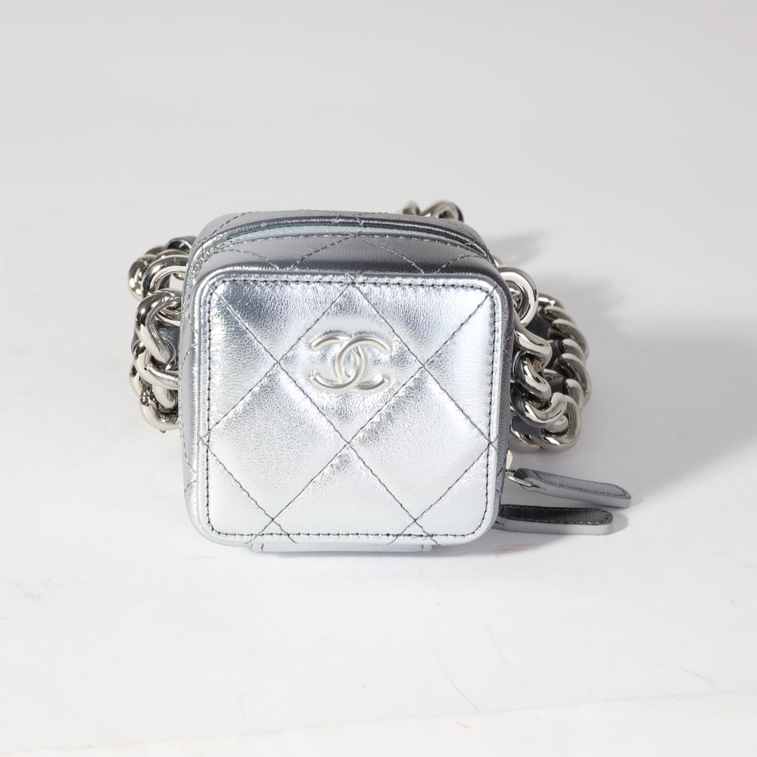 Top Quality Chanel Metallic Lambskin Quilted Coco Punk Clutch With Chain
