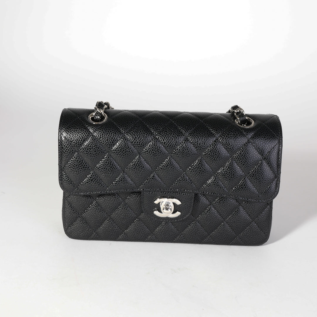 Chanel Black Quilted Caviar Small Classic Double New Bag