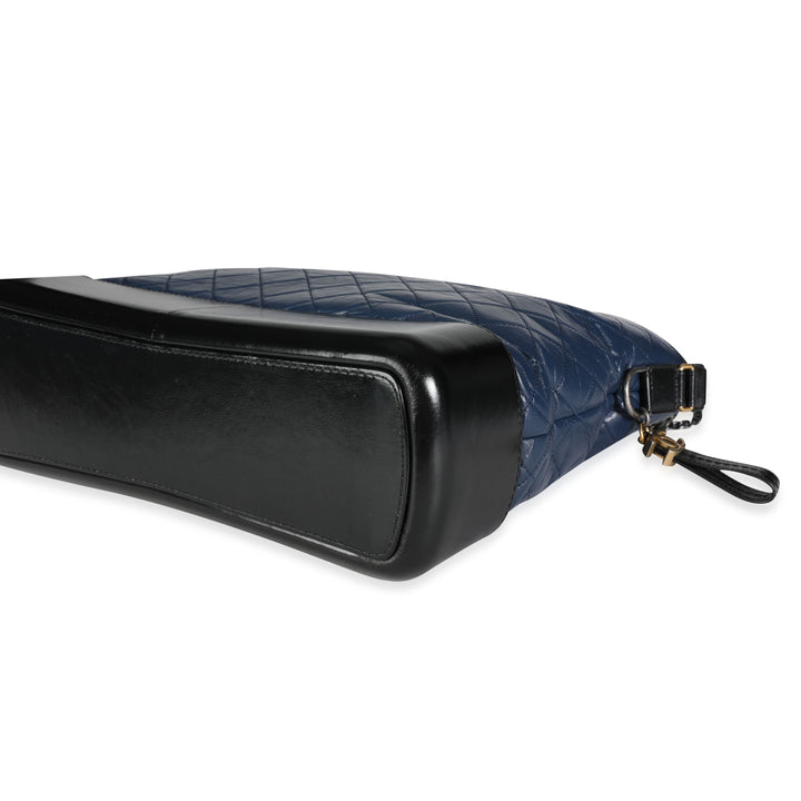 Chanel Black & Blue Quilted Calfskin Large Gabrielle Shopping Tote