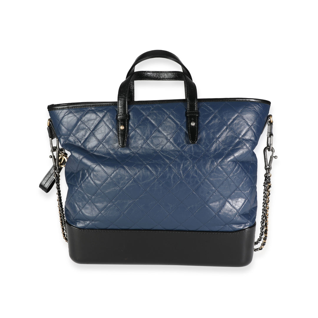 Chanel Black & Blue Quilted Calfskin Large Gabrielle Shopping Tote