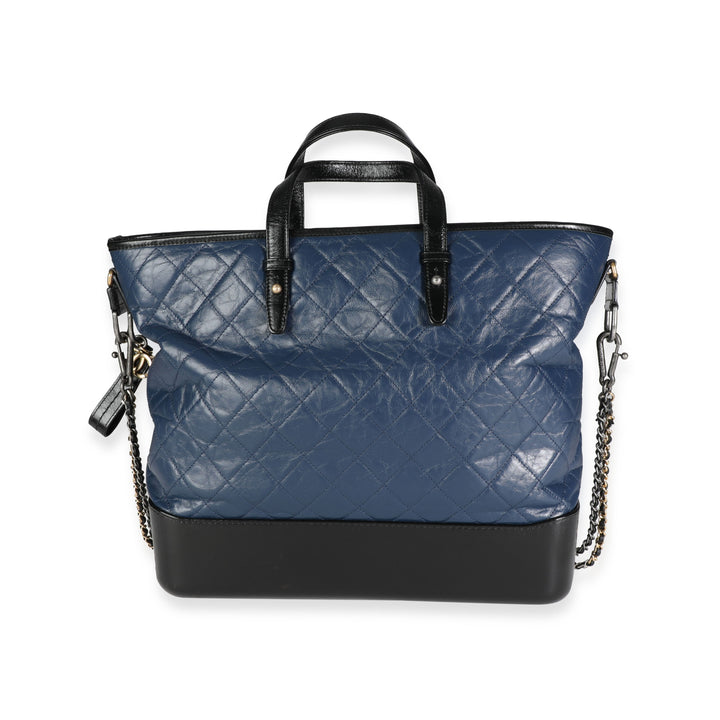 Chanel Black & Blue Quilted Calfskin Large Gabrielle Shopping Tote
