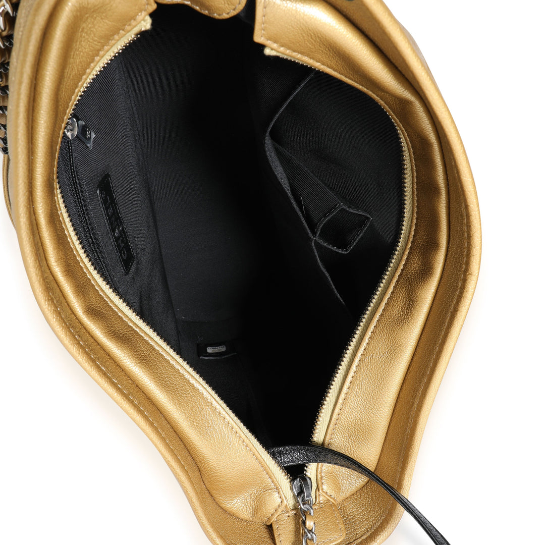 Chanel Black & Gold Ombre Quilted Goatskin Medium Gabrielle Hobo