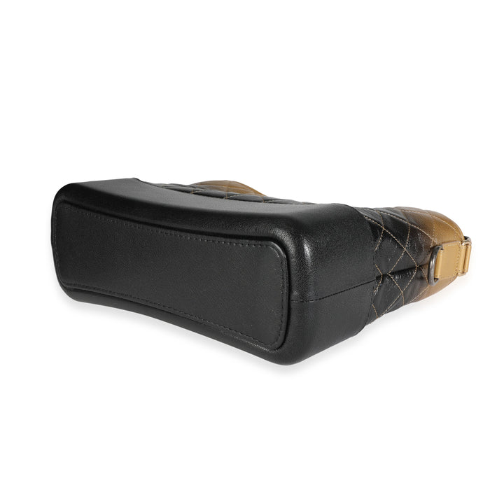 Chanel Black & Gold Ombre Quilted Goatskin Medium Gabrielle Hobo
