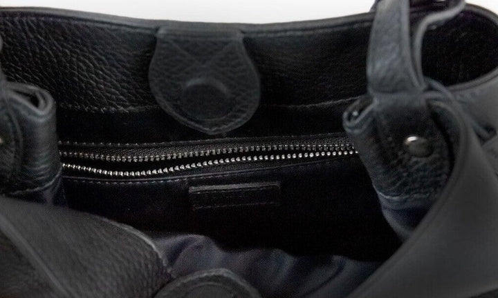 Burberry Black Pebbled Leather Bucket Crossbody Handbag