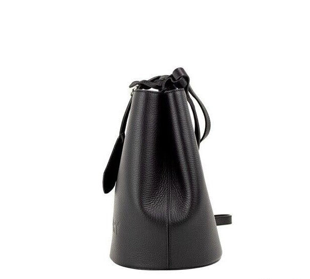 Burberry Black Pebbled Leather Bucket Crossbody Handbag