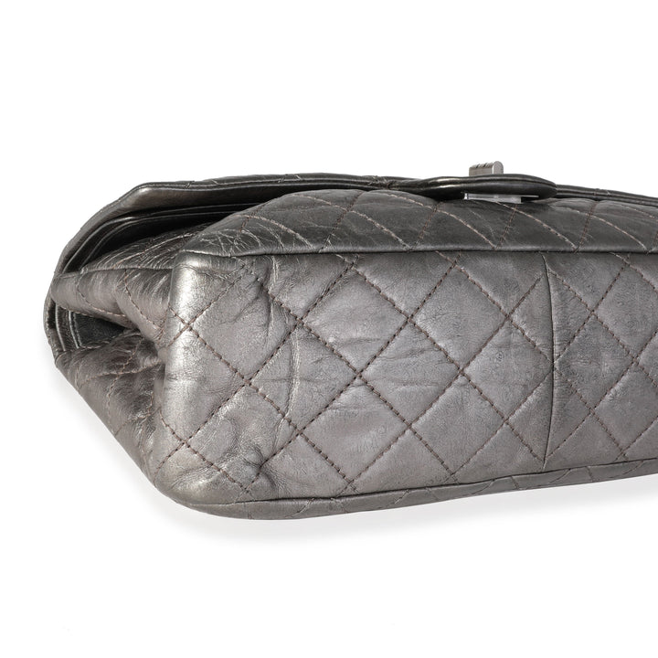 Chanel Metallic Pewter Crinkle Lambskin Reissue 2.25 227 Double New Bag